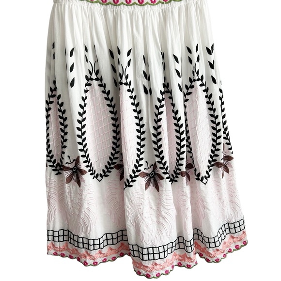Lovely Alex.Max Boho Hand Embroidered Floral White Cotton Dress S/M EPC - Picture 4 of 10